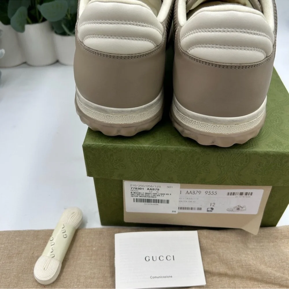 Men’s Gucci Mac 80 Dune beige low top sneakers size 12 made in Italy